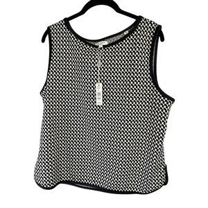 Mix Studio London Sleeveless Tank Top Geometric Pattern Black White Size L